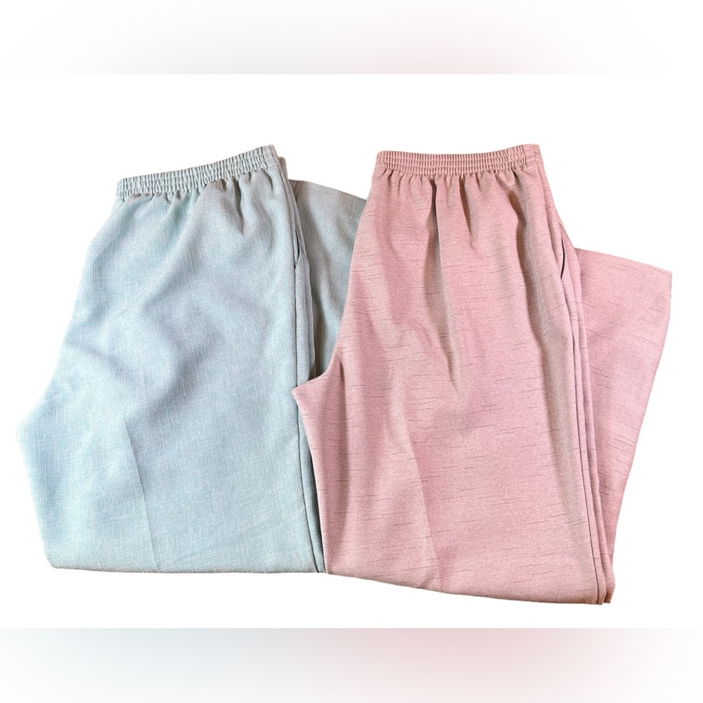 Alfred Dunner Pull on Pants. Size 14. Grey and Light Teal